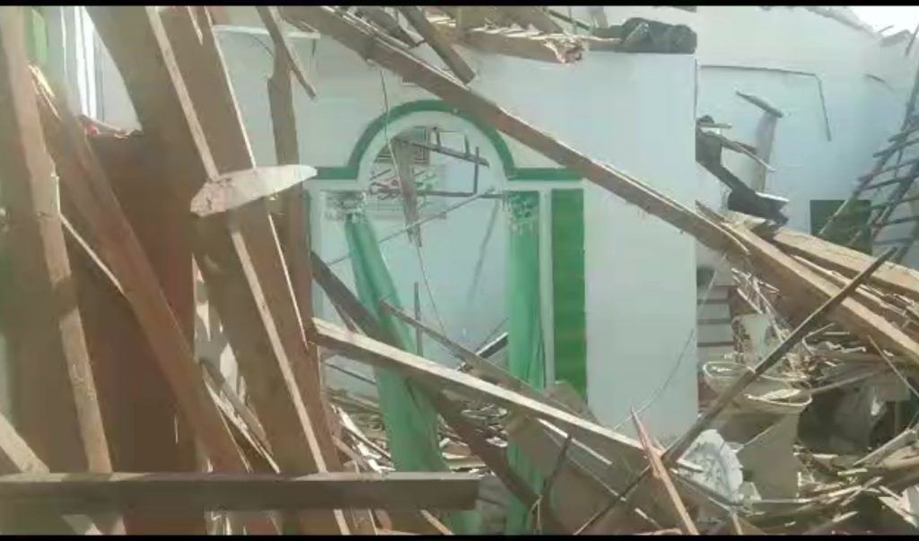 Kondisi ruang sanggar pramuka SDN Nglojo saat runtuh bulan Mei lalu